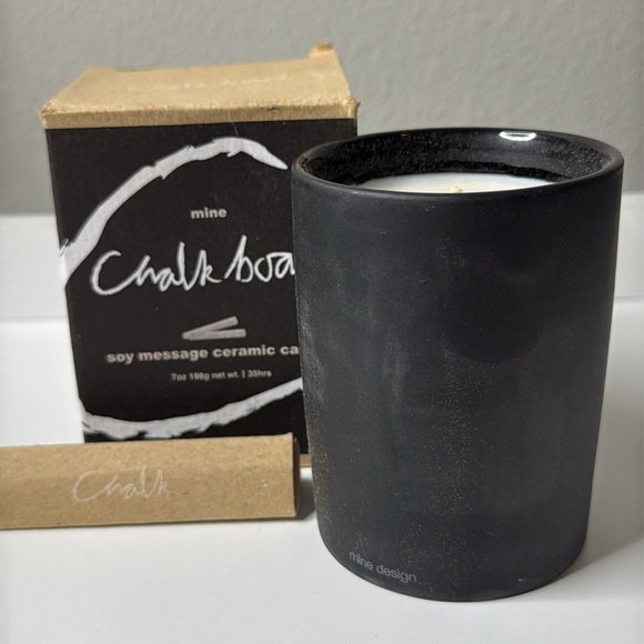 Mine Design Chalkboard Soy Message Ceramic Candle NWT - Picture 2 of 4